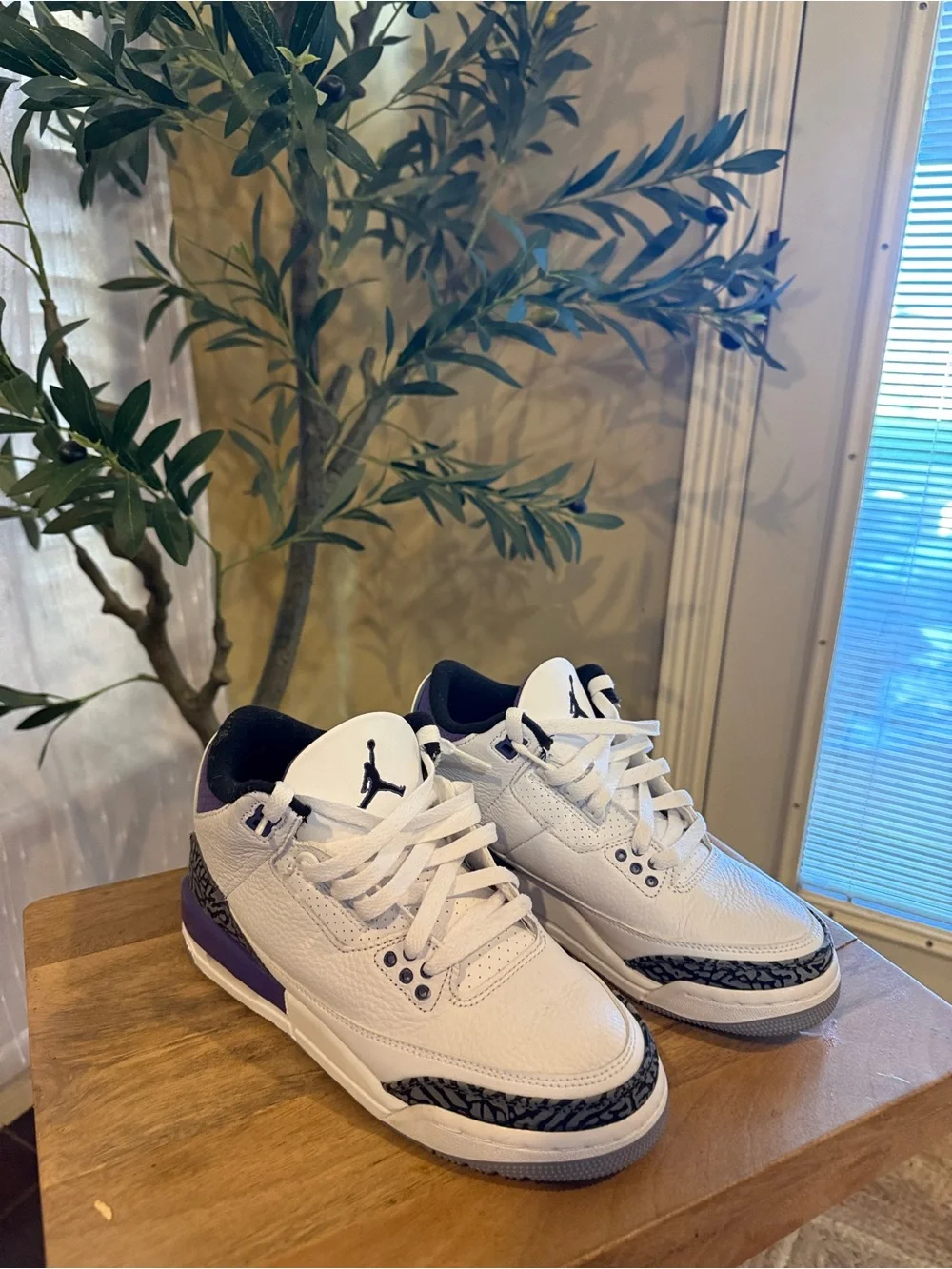 Jordan White Black Purple Retro Sneakers